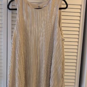 a new day Metallic Silver Pleated Blouse